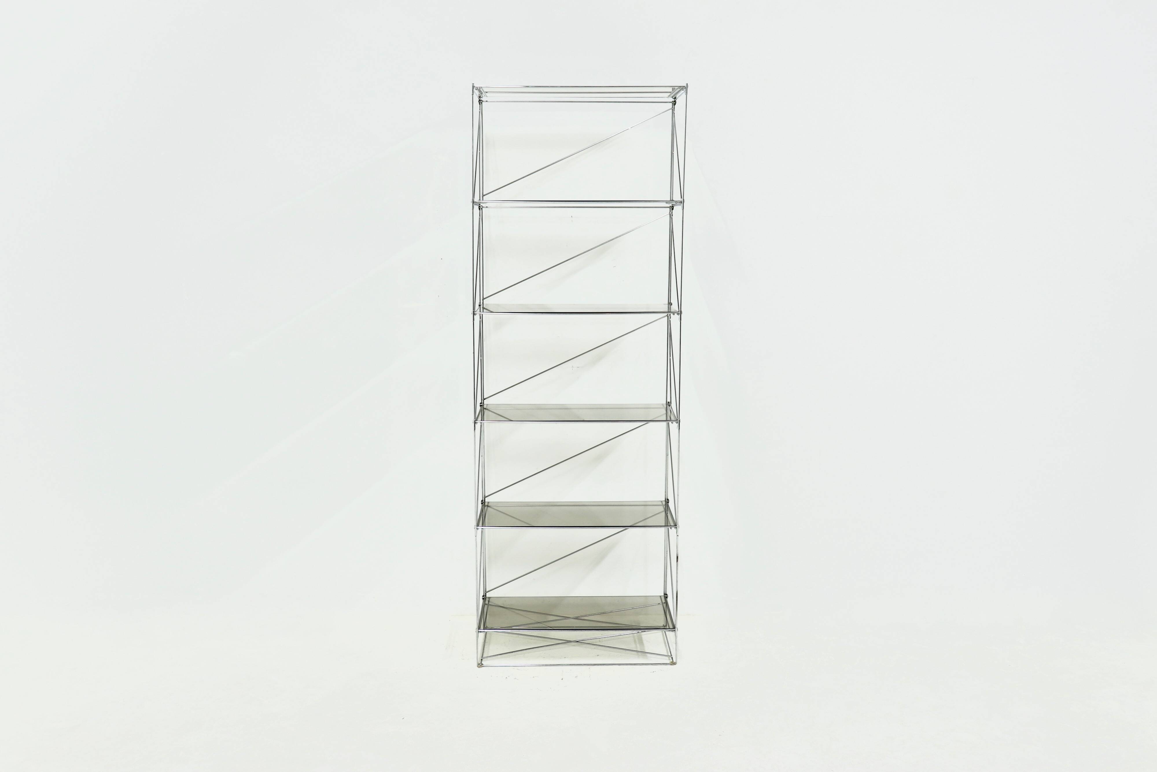 Large Minimalist Bookcase Model Isocele by Max Sauze 1970s