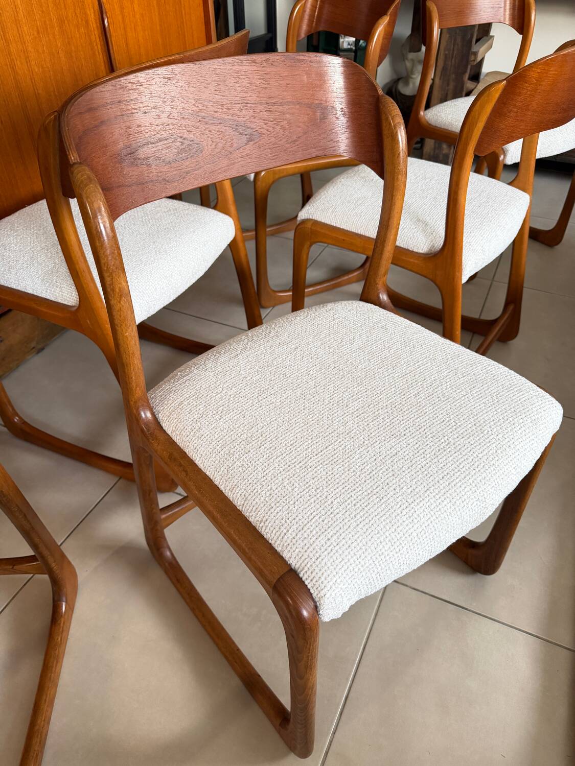 Set of 6 vintage Baumann sled chairs