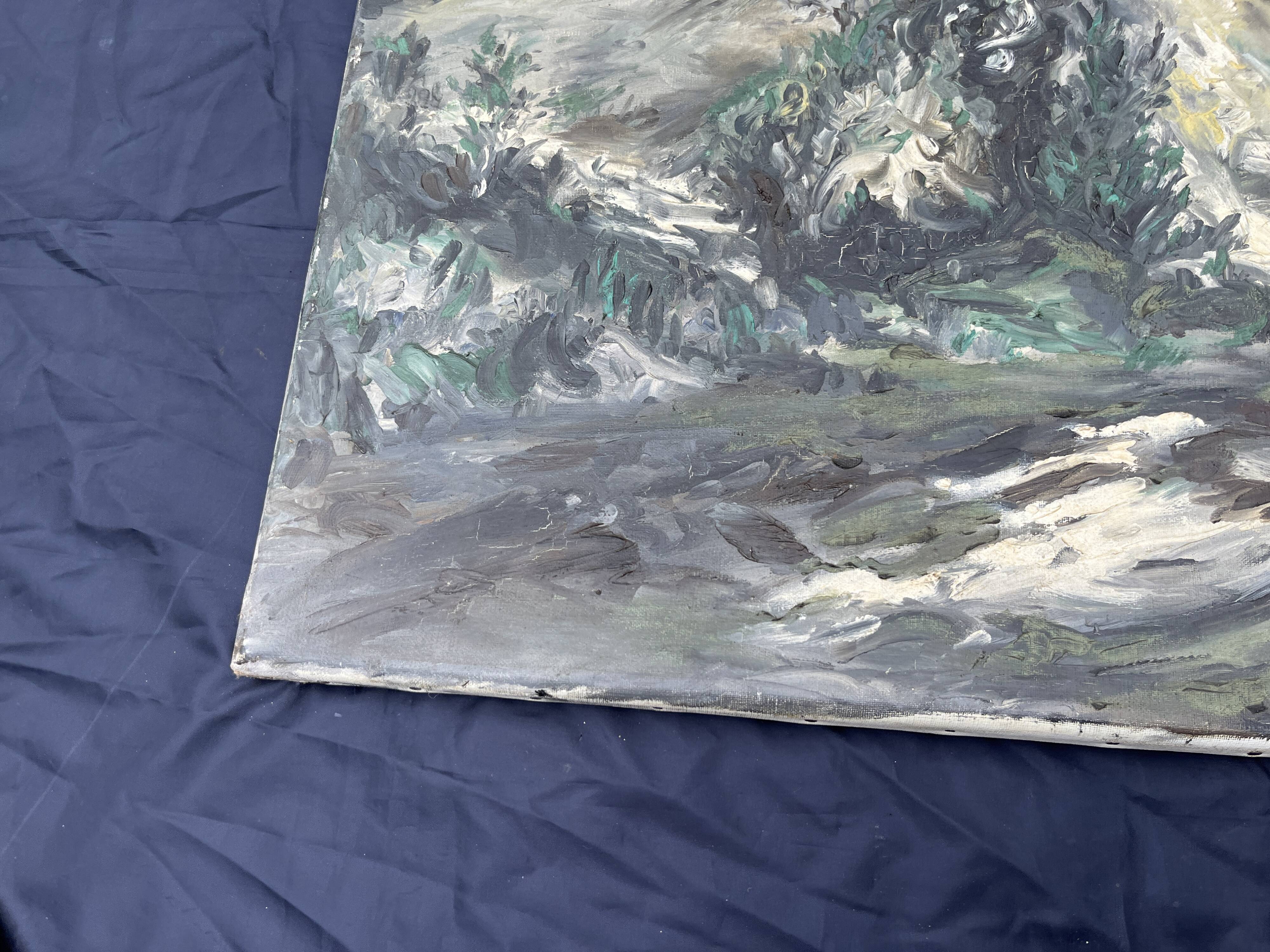 Expressionist landscape painting, signed, 92 x 65 cm