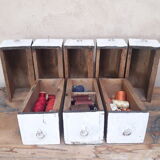 Lot de 8 tiroirs d'atelier avec poignées en bronze