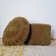 Duo pouf et coussin assorti velours vert olive