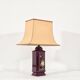 Glazed ceramic lamp with fabric shade, 1970s