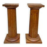 Large French Neoclassical Columns in Pine Wood, 1910, Set of 2