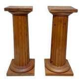 Large French Neoclassical Columns in Pine Wood, 1910, Set of 2