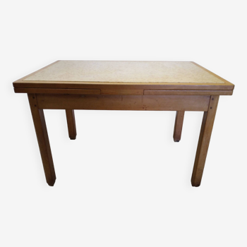 Table en bois et marbre avec rallonges