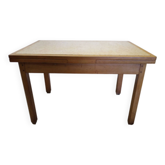 Table en bois et marbre avec rallonges