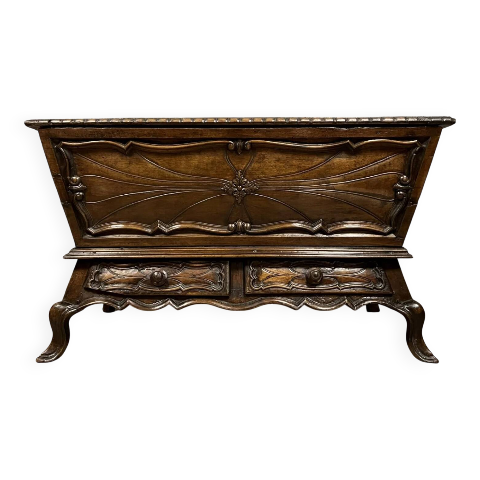 Louis XV style Piedmontese kneading trough in solid walnut circa 1850