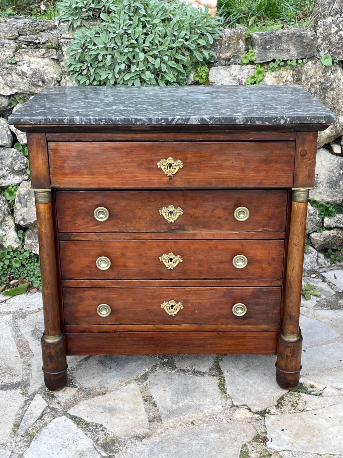 Small empire style mahogany chest of drawers
