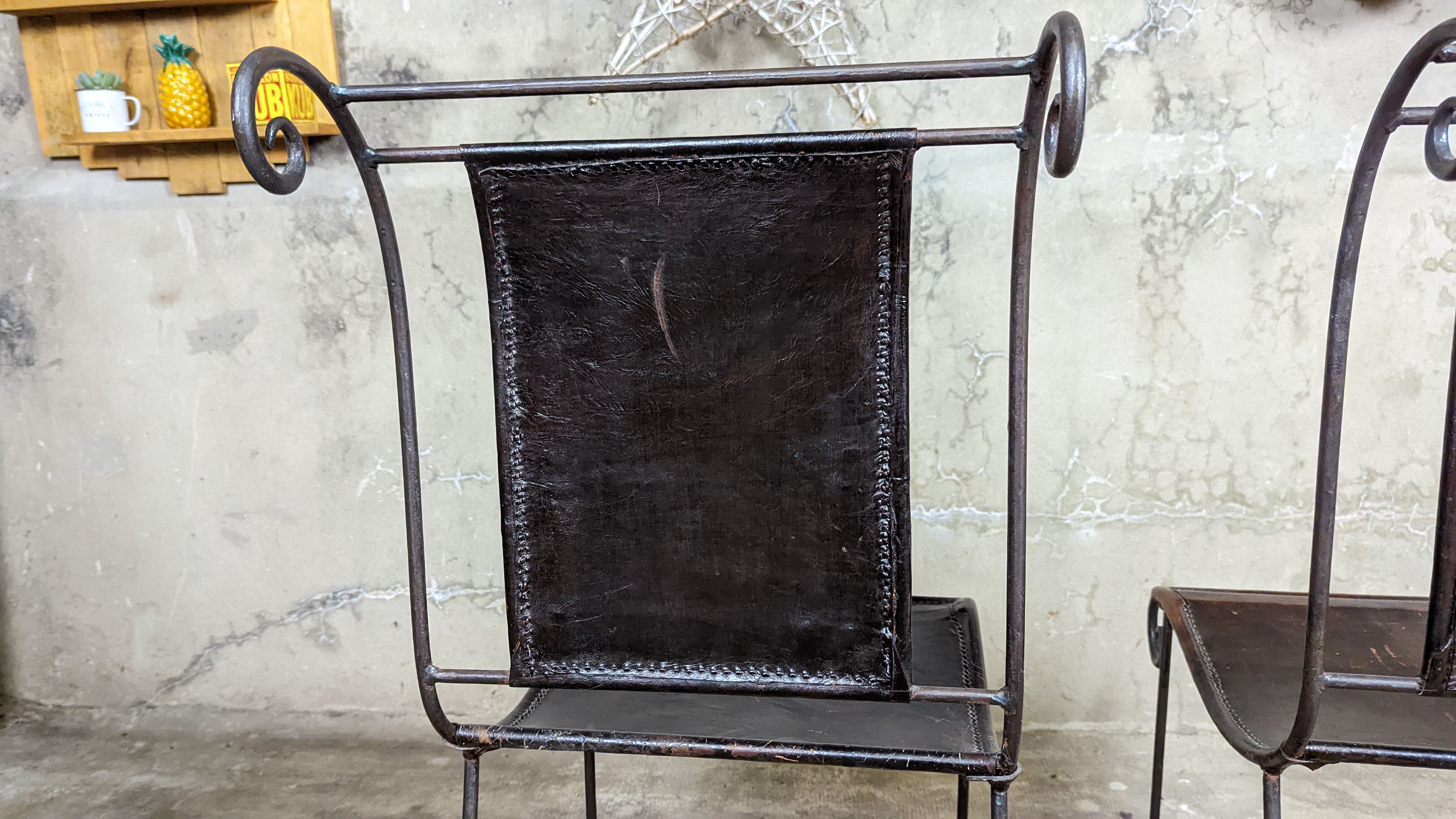 4 wrought iron armchairs
