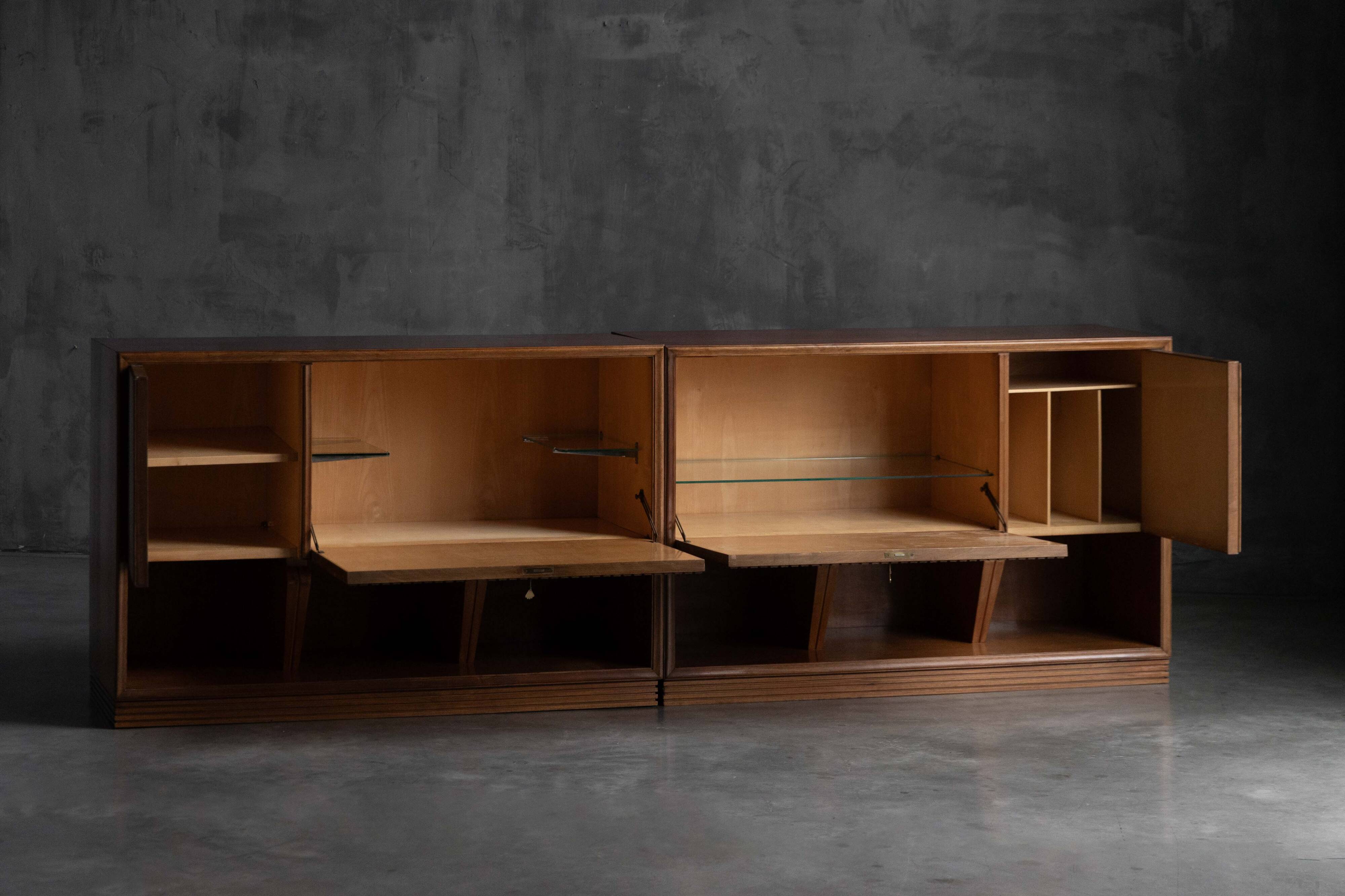 Modernist slatted credenza, Italy, 1960s