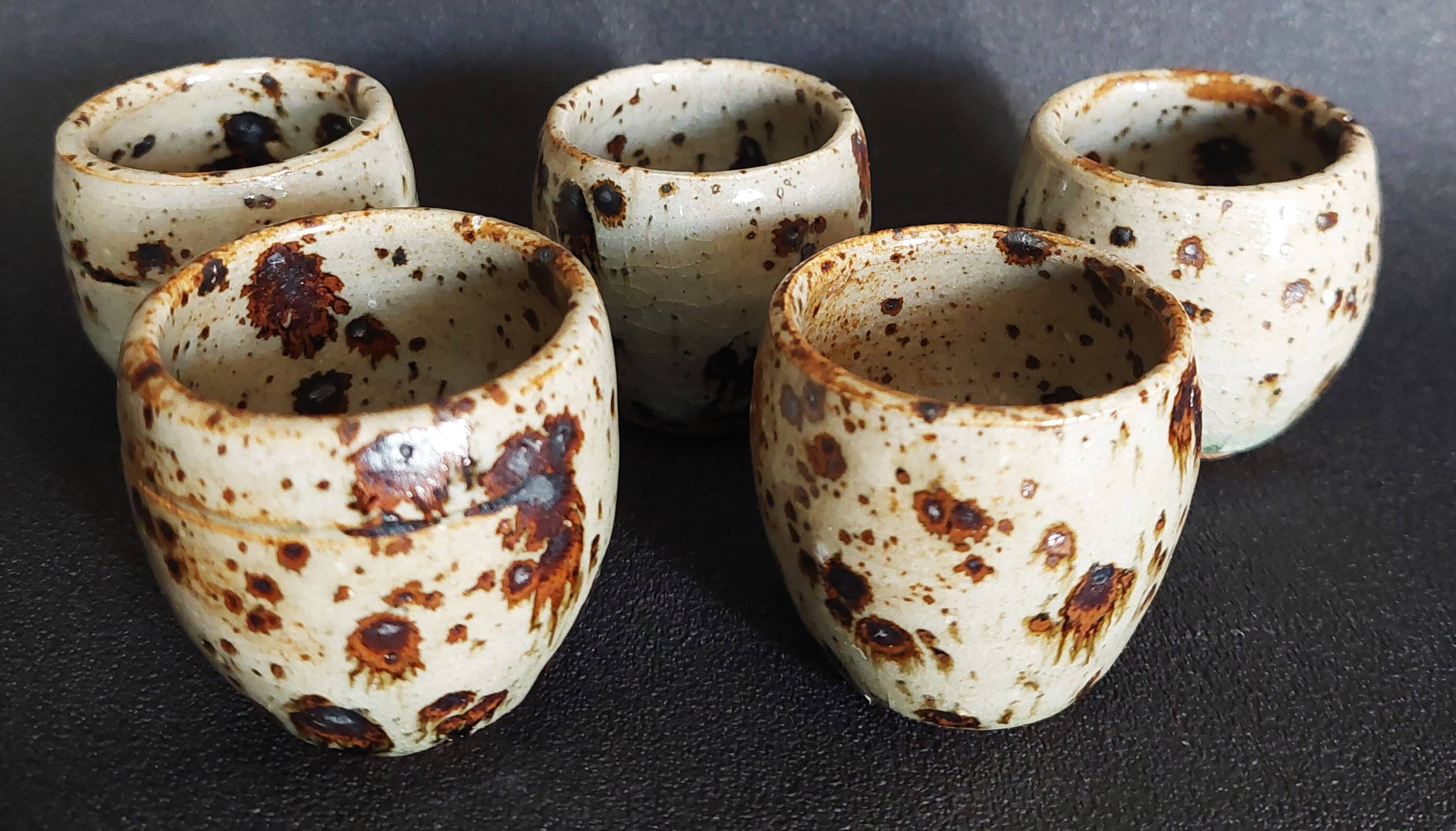 Set of 20th-century stoneware liqueur glasses
