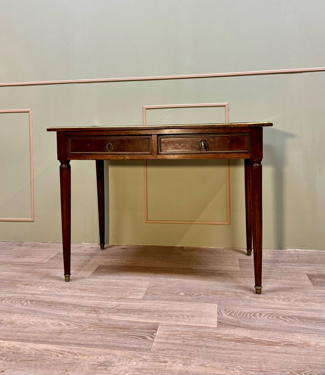 Flat Mahogany Desk From Directoire Period XVIII Eme Century