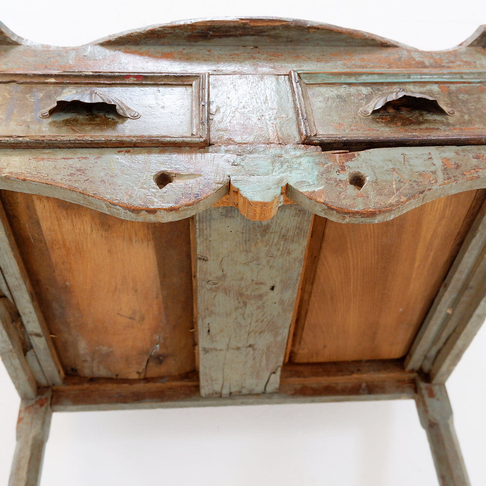 Side table with 2 drawers in patinated wood - 20th century