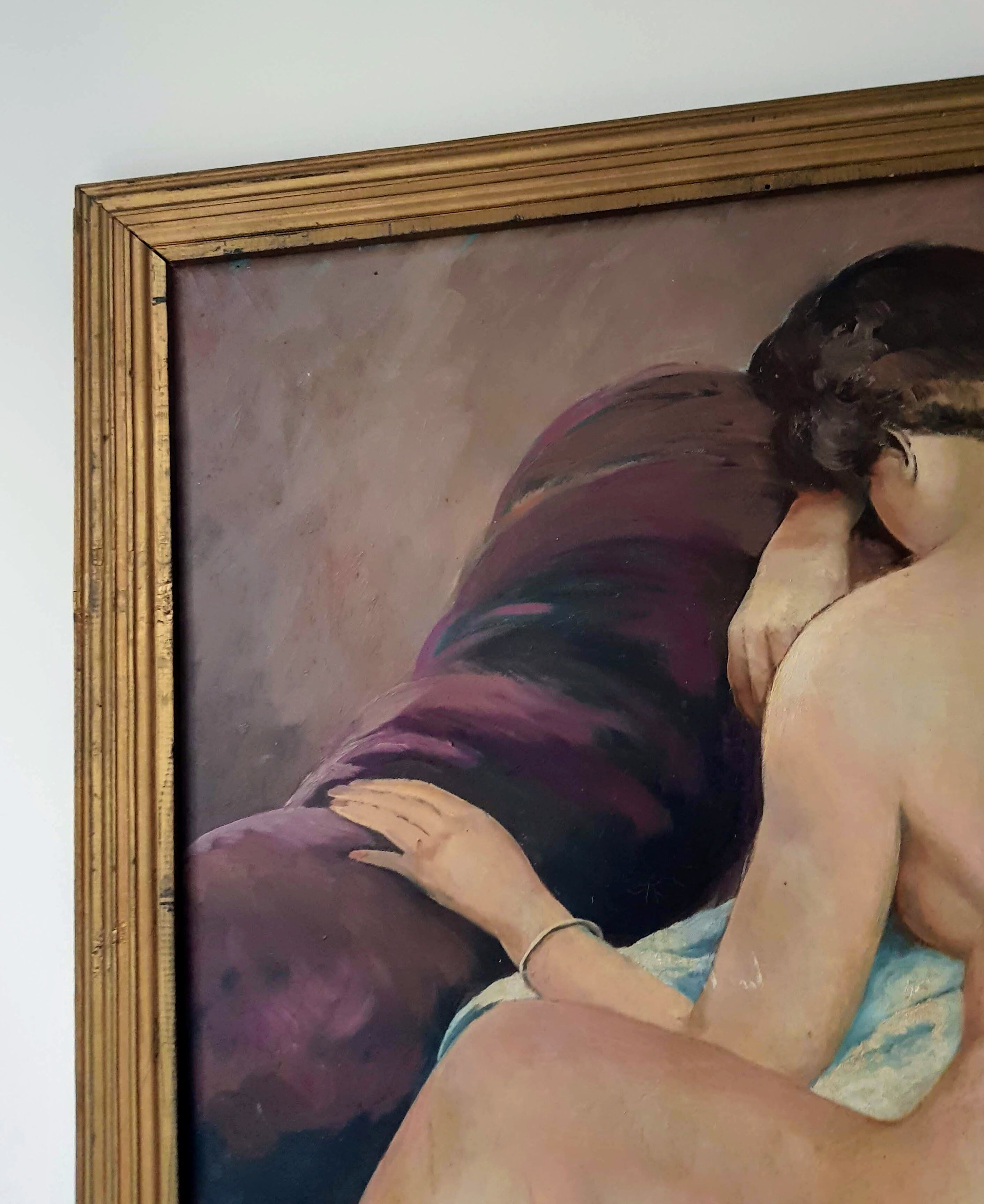 Large Nude Oil Painting on Canvas by Charles Melikoff - XX Century Art - Belgium