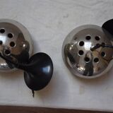 Pair chrome balls hanging lamps