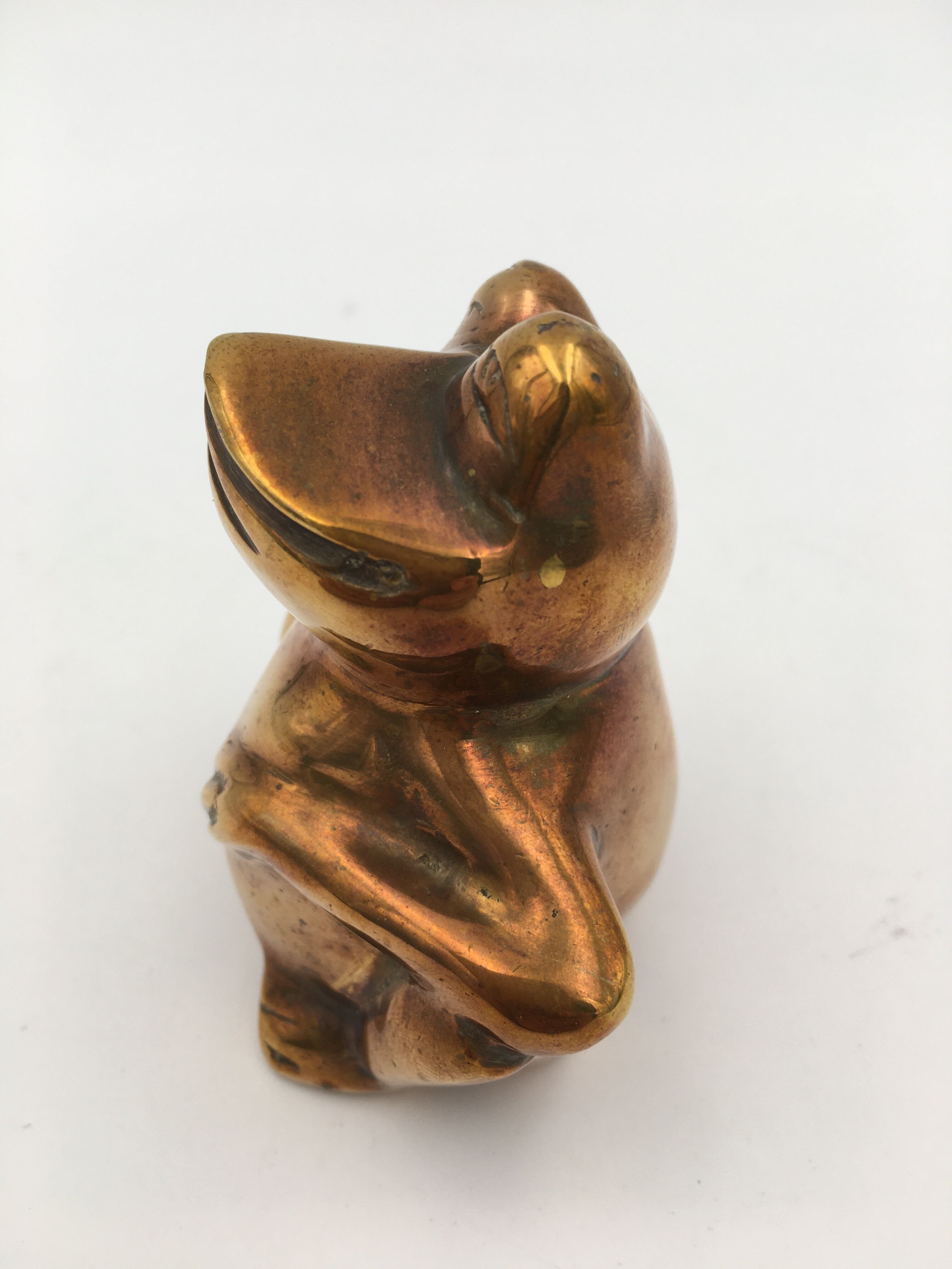 Vintage brass frog figure - 1970s