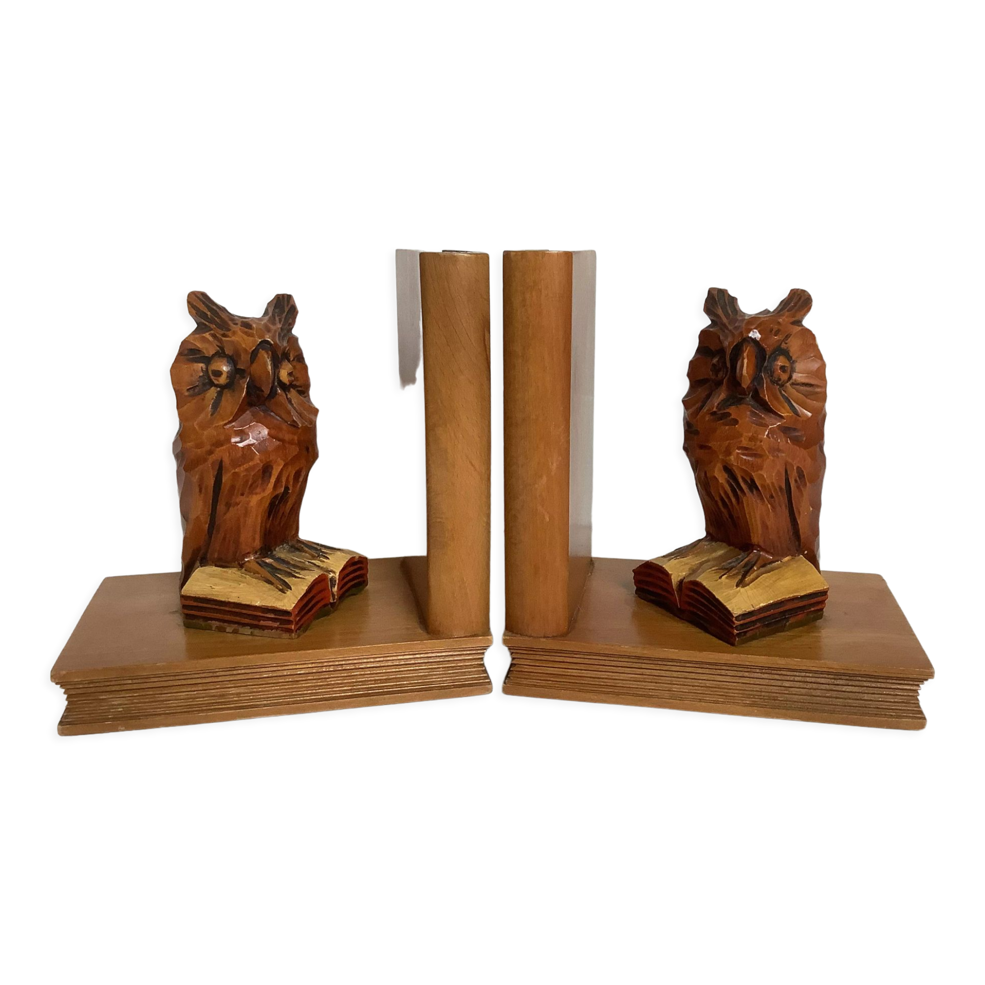 Pair of bookends owls wooden owls