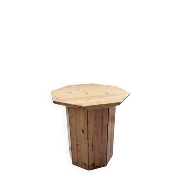 Hexagonal console table guéridon Regain pine 1970