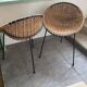 Paire de fauteuils rotin et acier  seventies