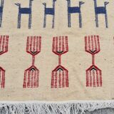 Tapis kilim beige à motifs multicolores fait main en pure laine