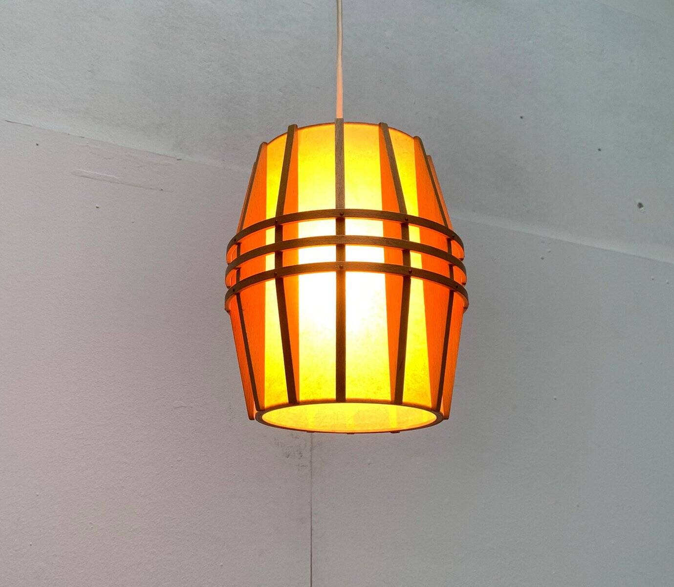 Mid-Century Wooden Cocoon Pendant Lamp