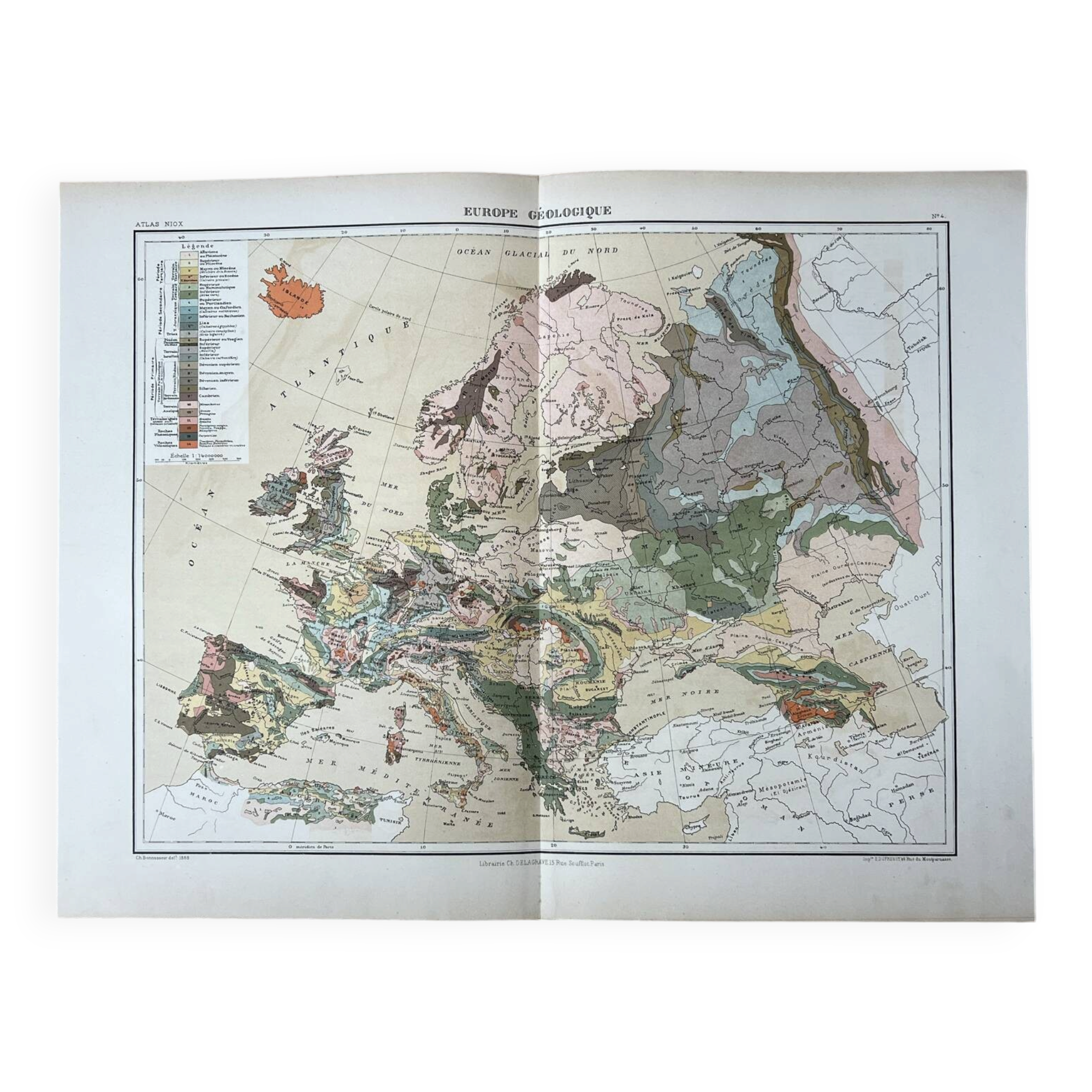 Original map of Europe 37x48cm - 1888