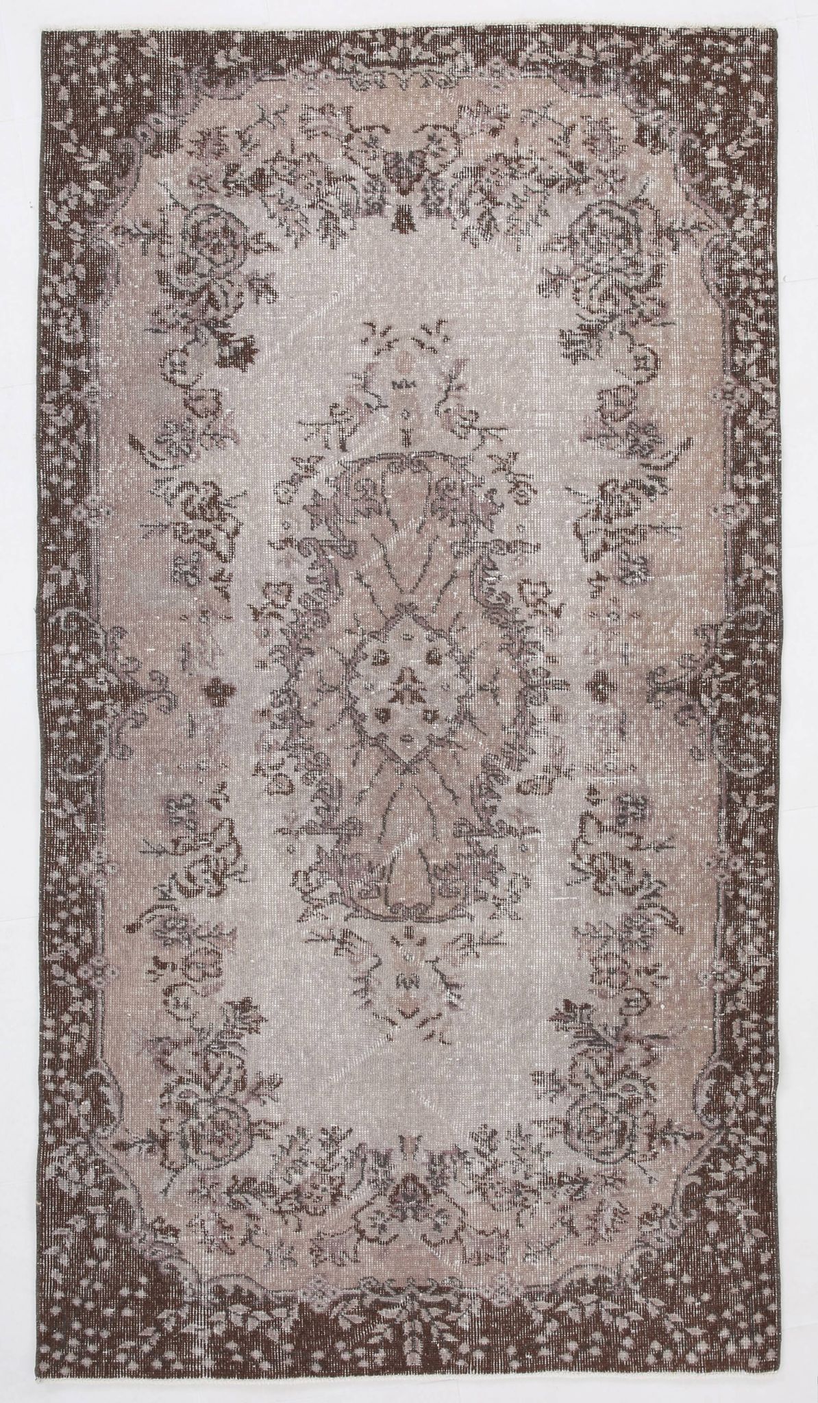 Brown floral turkish area rug, 208x115cm