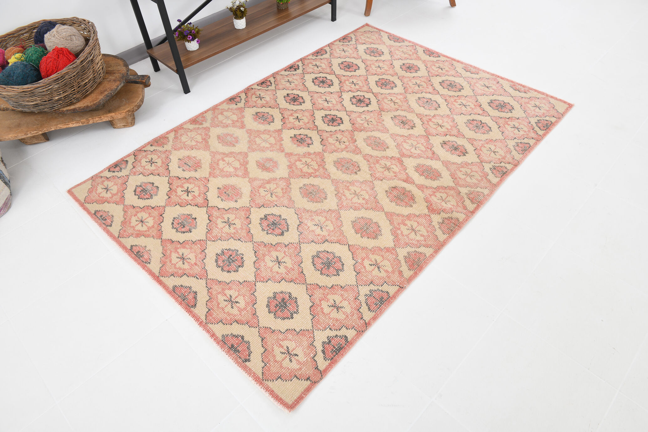 Antique handmade vintage rug 202x138cm