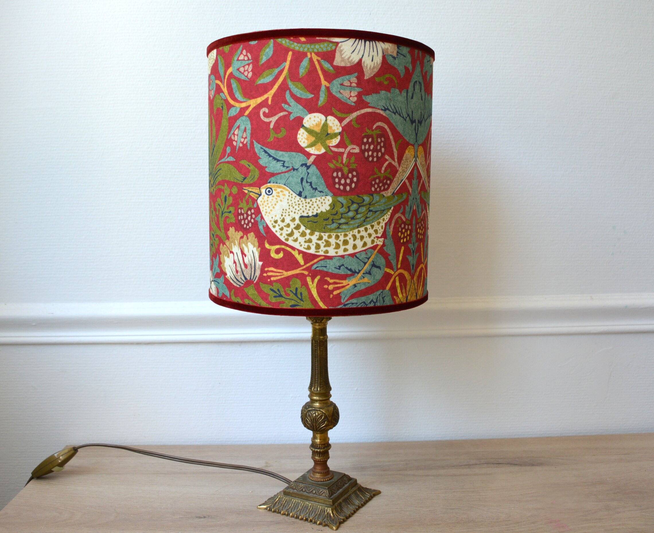 Bird and flower lampshade, William Morris style