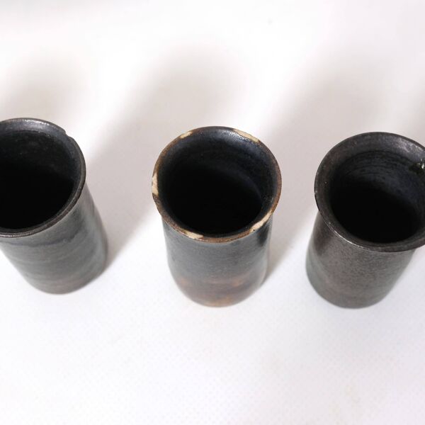 Plateau et 6 gobelets en grès de Saint Amand en Puisaye