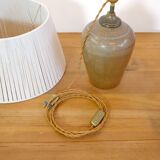 Stoneware lamp with a cotton thread shade, 1970s.