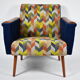 Mid-century armchair, 1960s, fully restored, blue velvet