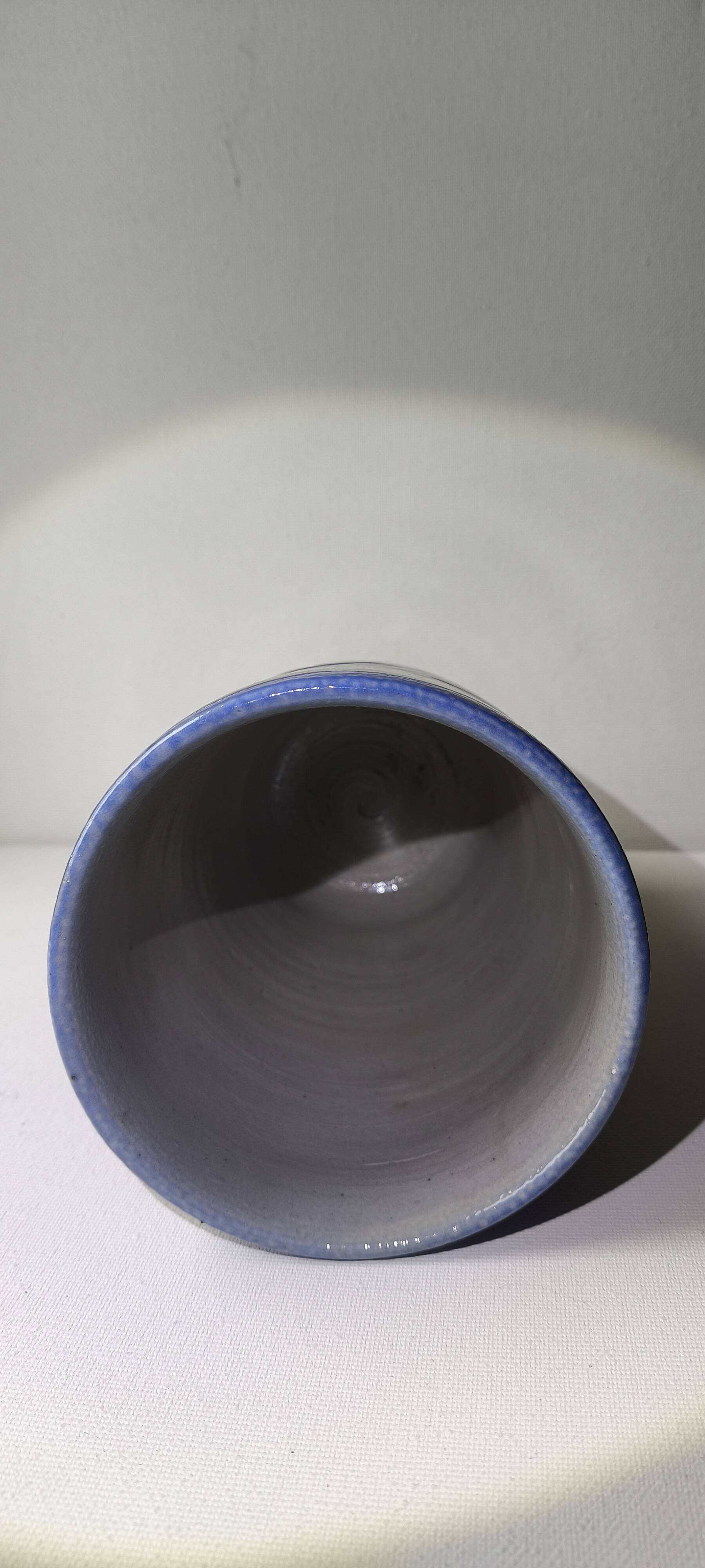 Art Deco stoneware salt glaze vase from Betschdorf signed Schmitter - decor stork, height 18 cm.