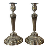 Pair of silver-plated bronze candlesticks from the early 20th century