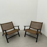 Paire de fauteuils par Olivier de Schrijver en Jacynthe d'eau
