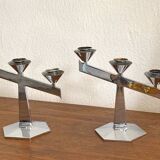 Pair of antique chrome candlesticks from the Art Deco period - in beautiful condition.