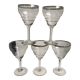 Set of 5 wine glasses in engraved crystal and silver edging 50s