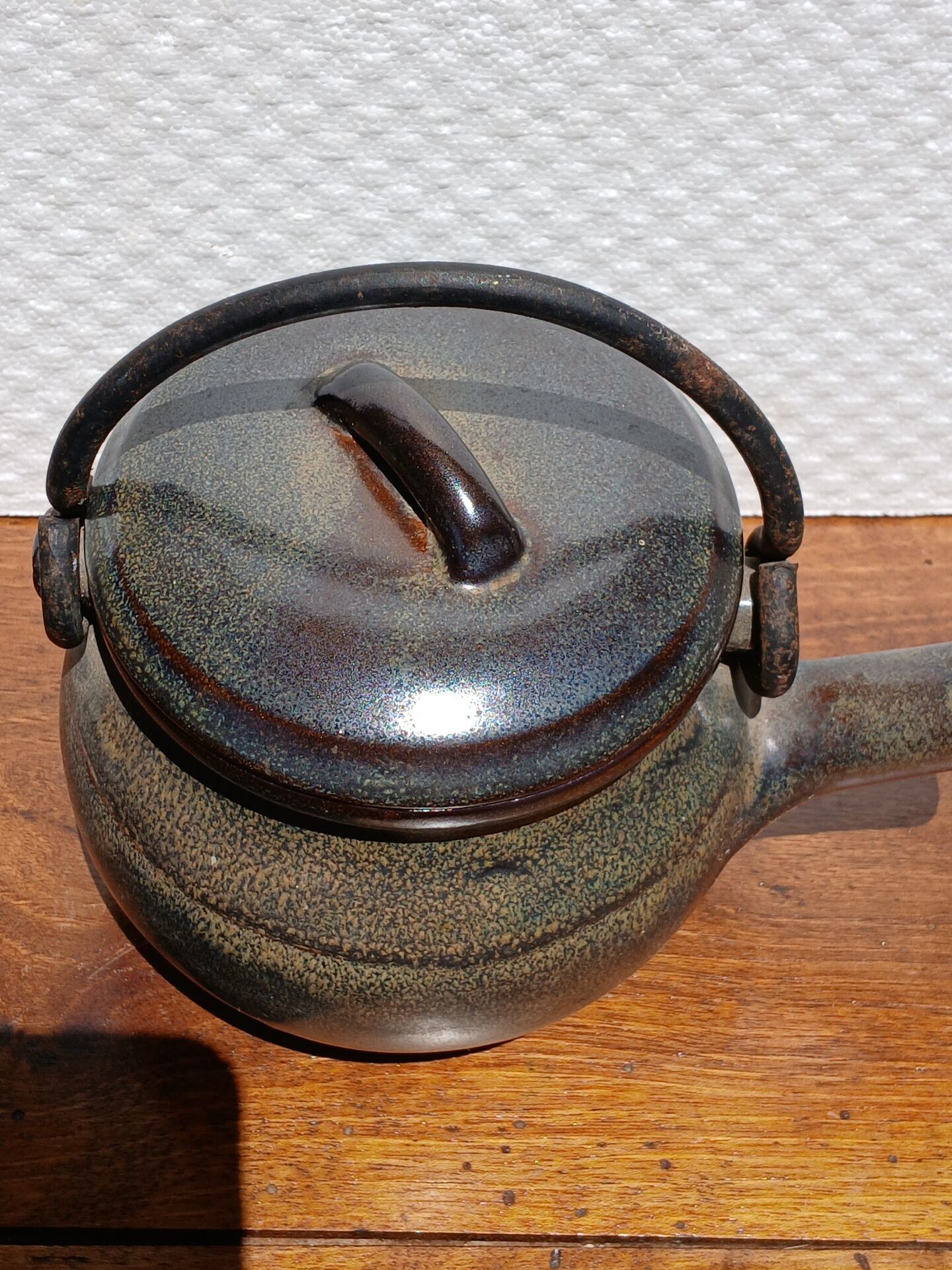 Vintage stoneware teapot from Puisaye, 1950s-60s.