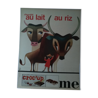 Milk chocolate paper advertisement caricature cow from a period magazine