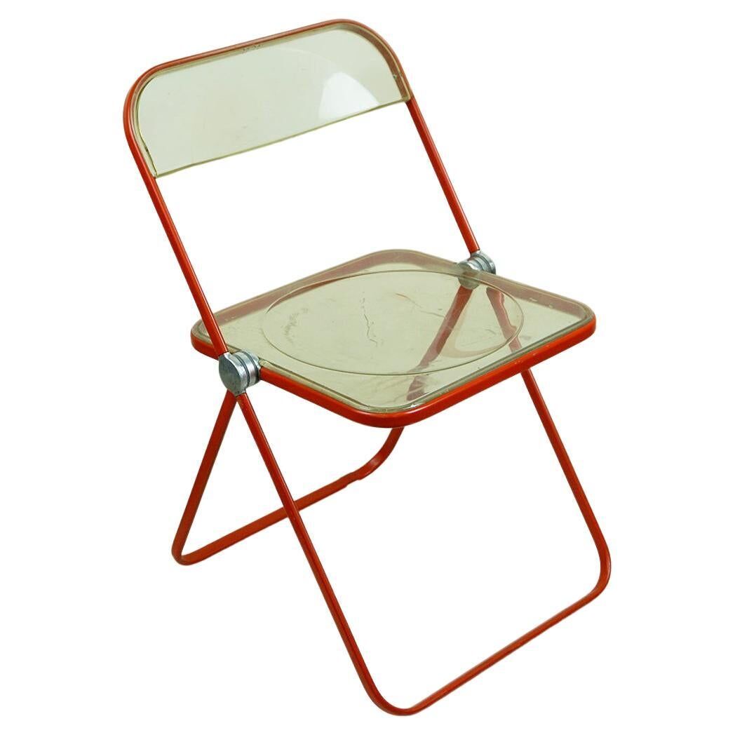 Red Plia Lucite folding chair by G. Piretti for Castelli Italy