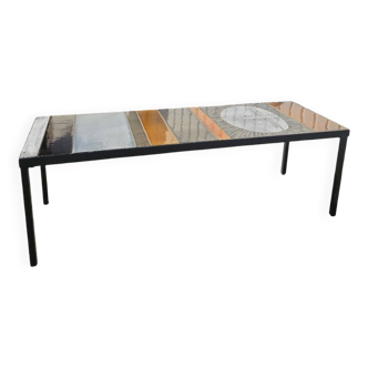 Table basse en céramique <<< Soleil >> de Roger Capron