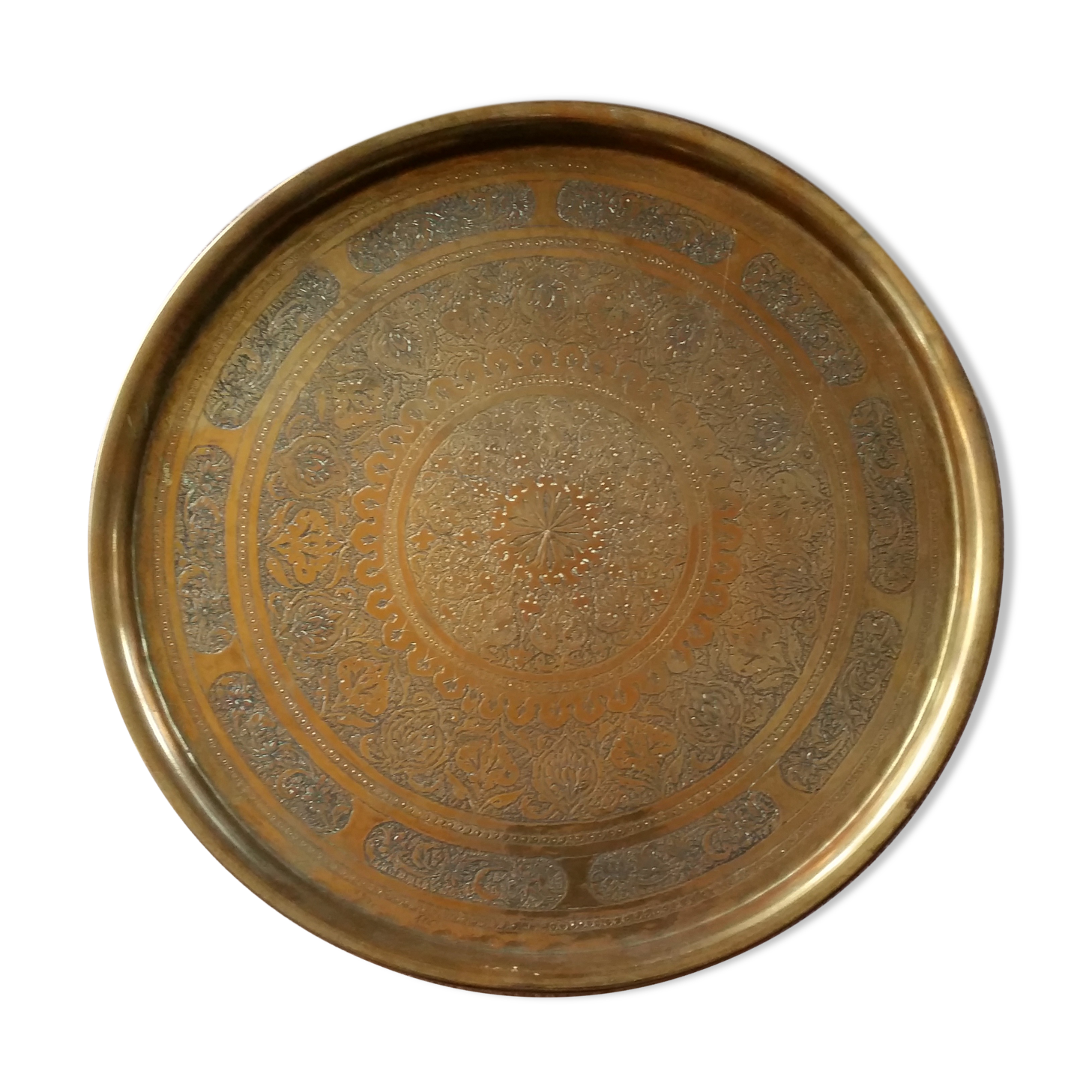 Oriental brass tray