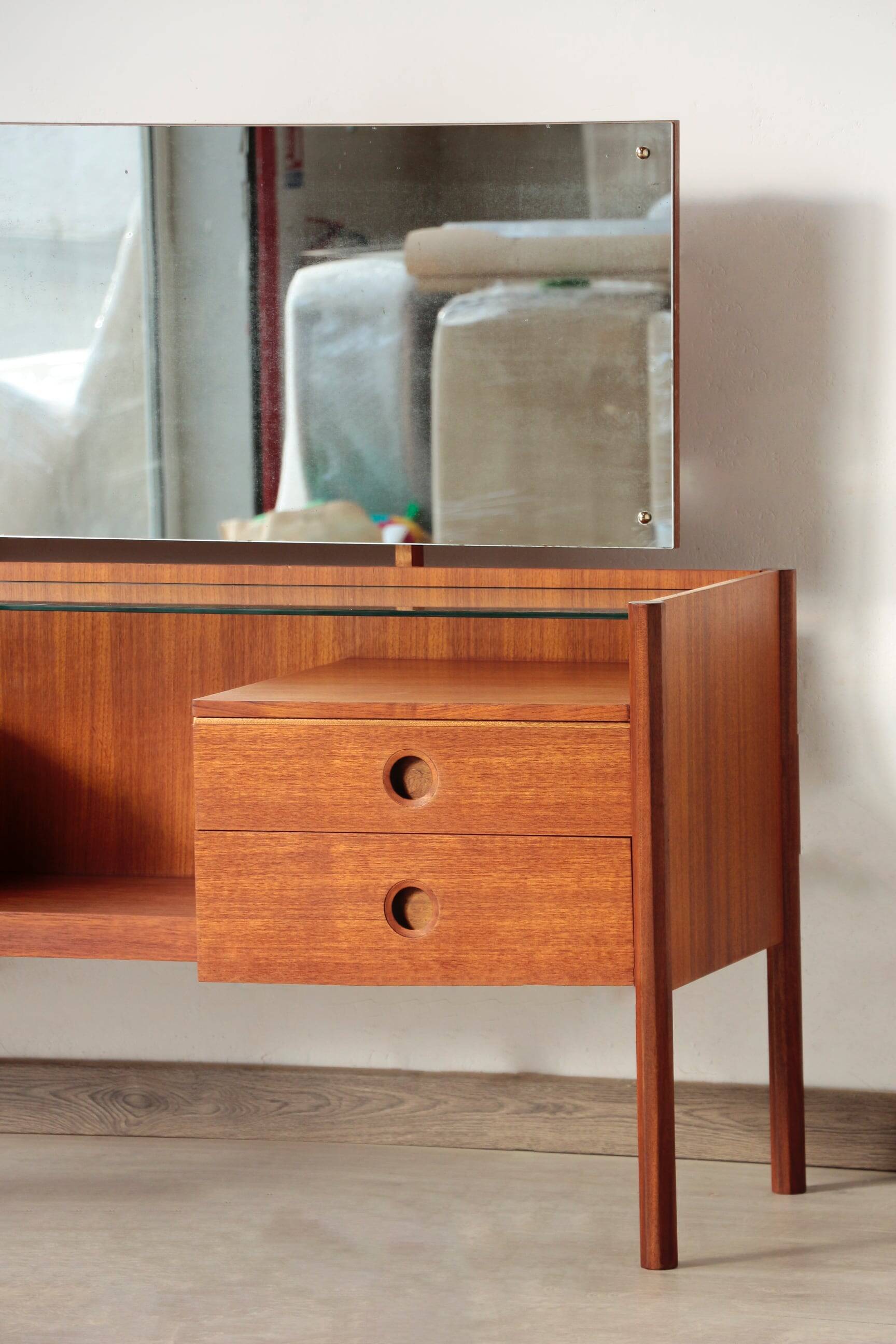 Wrighton Teak Dressing Table - Vintage 1960s - Hexagonal Base