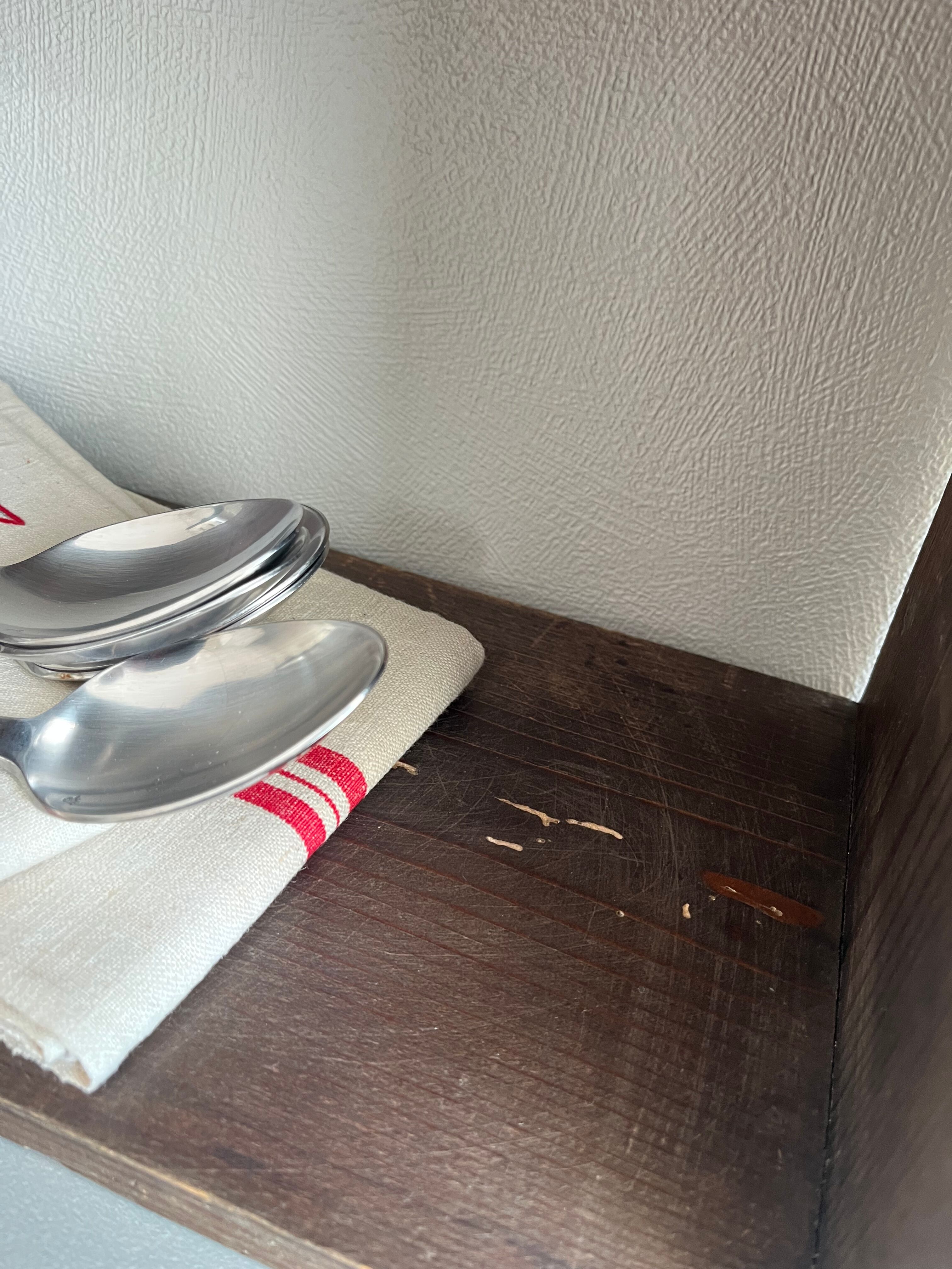 Patinated wood shelf