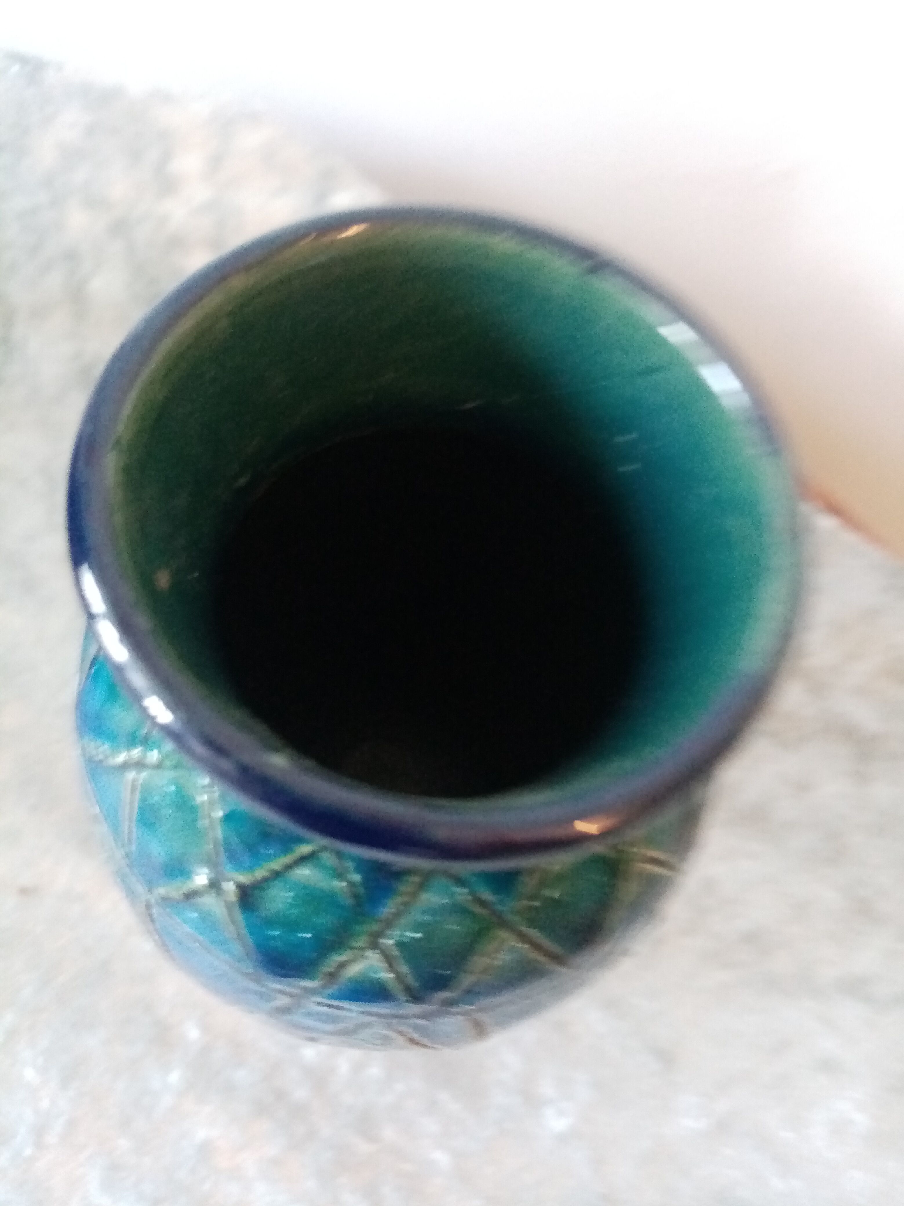 Superb vase in vintage blue ceramic bitossi in rimini