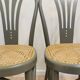 Set of 4 Vintage Gray Thonet Style Dining Chairs with Cane Seat