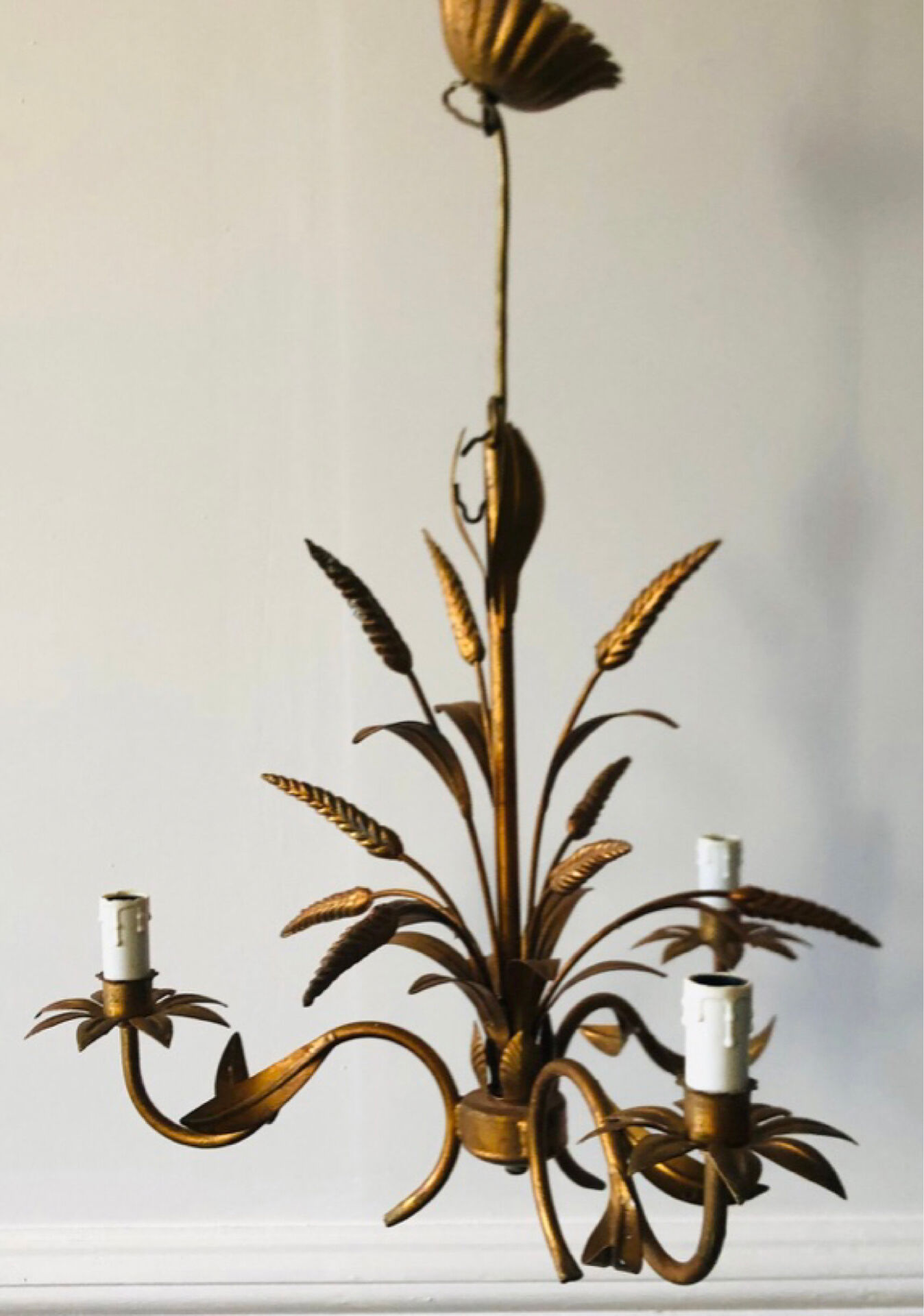Florentine chandelier in wheat ear style by Hans Kögl Hollywood Regency