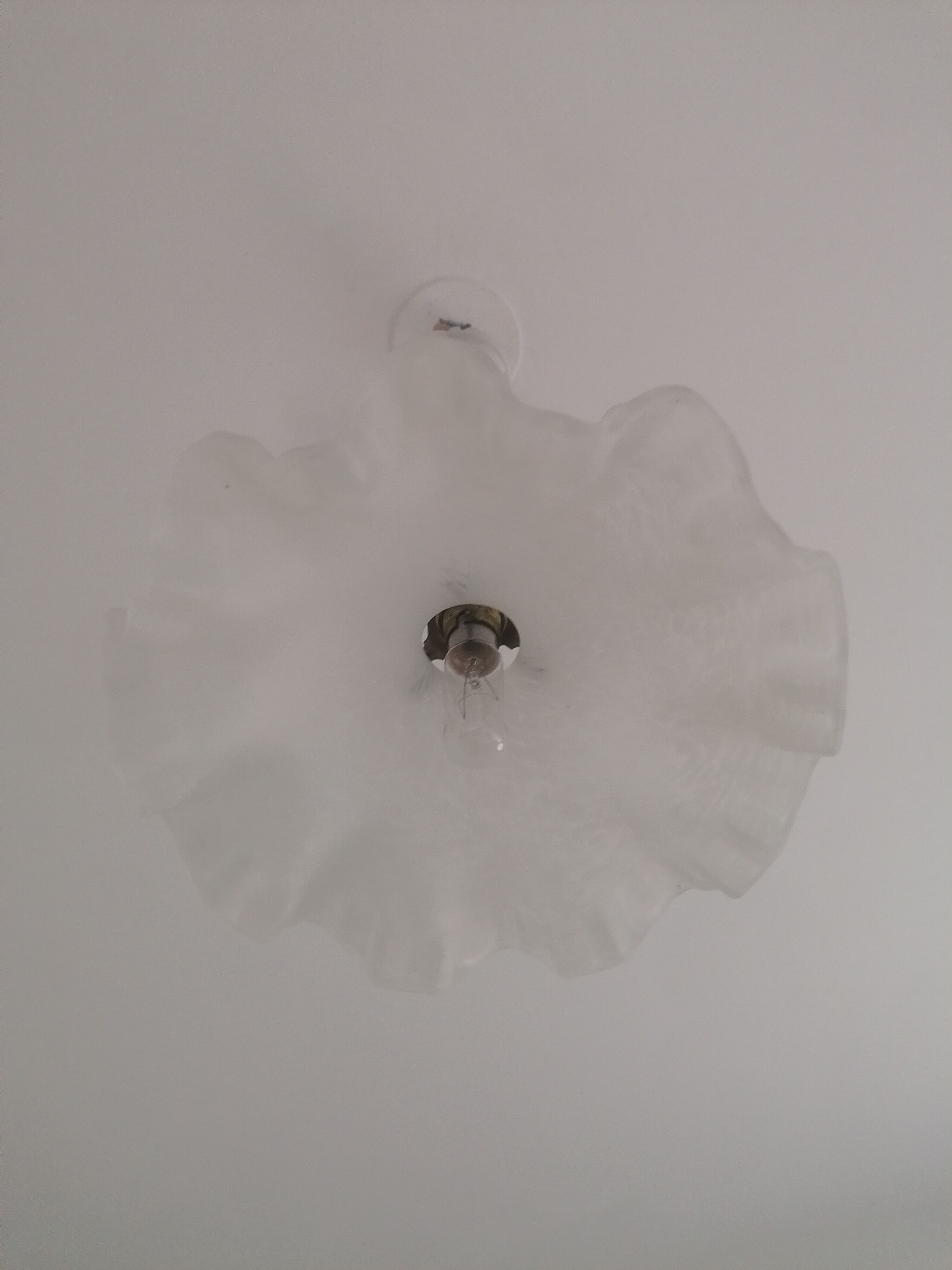Old corrugated Clichy glass suspension - white speckled - 40s