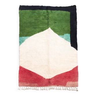 Tapis berbère Boujaad écru à aplats colorés 300x208m
