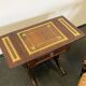 Antique Chesterfield Wing Chair with Stool and English Side Table